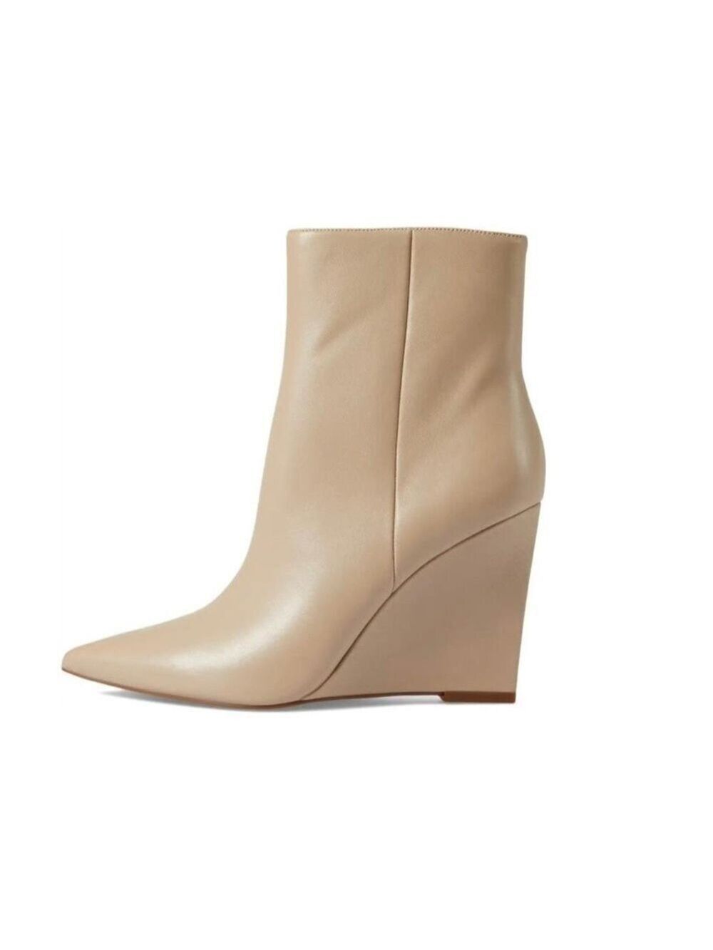 Nib Marc Fisher Dayna Taupe Leather Pointed Toe Wedge Boots